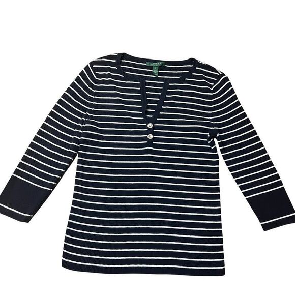 Lauren Ralph Lauren Tops - Lauren Ralph Lauren Preppy Navy Striped Top Size Large